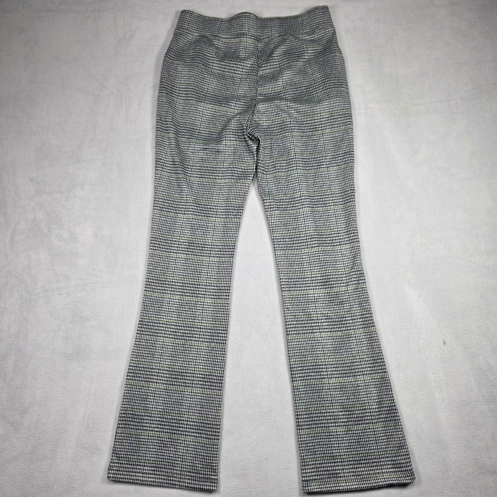 Serra Pants Women Small Gray Green Flare High Rise Plaid Pull On Stretch